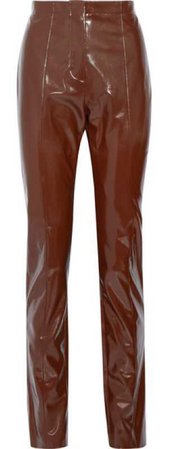 Women's Brown Tulgi Vinyl High-waisted Pants
