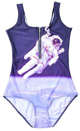 Sister Amy Women's Zipper Printed One Piece Backless Jumpsuit Monokini Swimwear Astronaut at Amazon Women’s Clothing store:
