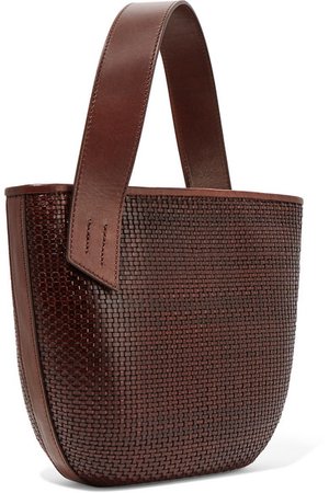 TL-180 | Panier Saigon leather-trimmed woven raffia shoulder bag | NET-A-PORTER.COM