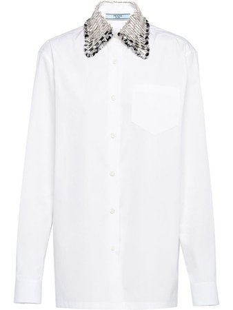 Prada embellished-collar buttoned shirt