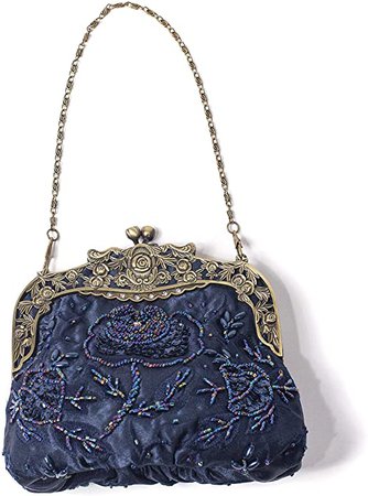 ILISHOP Women's Antique Beaded Party Clutch Vintage Rose Purse Evening Handbag (Champagne): Handbags: Amazon.com
