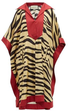 Zebra Print Silk Kaftan Dress - Womens - Yellow Multi