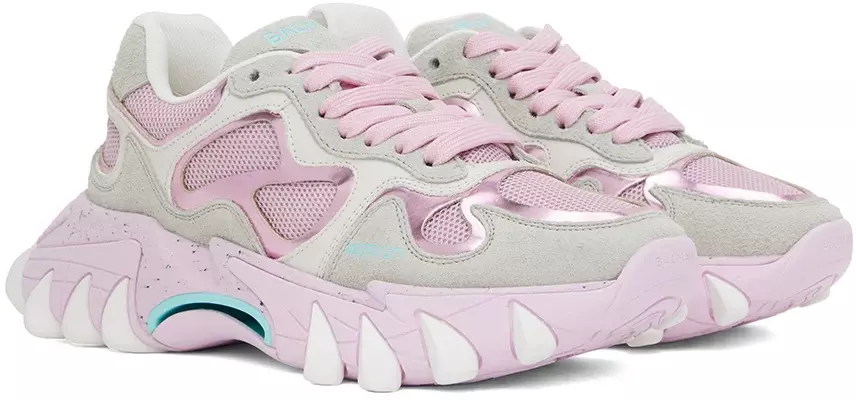 Off-White & Pink B-East Sneakers by Balmain on Sale