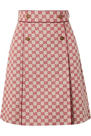 Gucci | Leather-trimmed cotton-blend canvas mini skirt | NET-A-PORTER.COM