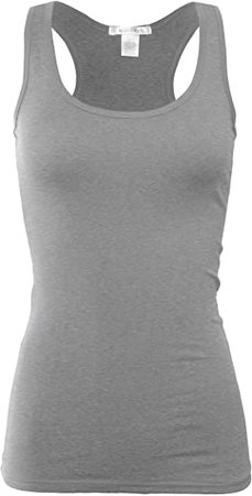 *clipped by @luci-her* Bozzolo Women's Basic Cotton Spandex Racerback Solid Plain Fitted Tank Top at Amazon Women’s Clothing store