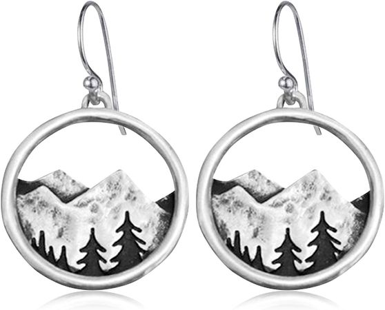 Amazon.com: SLSF Unique Lightweight Handmade Vintage Silver Mountain Dangle Drop Earrings Bohemian Retro Snow Mountain Hook Earrings with Tree for for Women Girls Statement Outdoor Enthusiast Jewelry Gifts (Vintage Silver): Clothing, Shoes & Jewelry