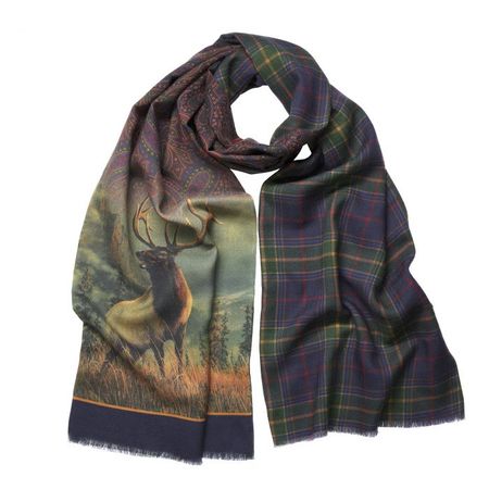 Navy Reversible Stag Scarf | Men's Country Clothing | Cordings US