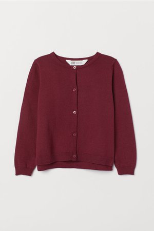 Fine-knit Cardigan - Dark red - Kids | H&M US