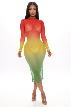 Jamaican Honey Mesh Midi Dress - Multi Color – Fashion Nova