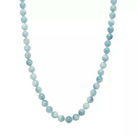Sterling Silver Aquamarine Bead Necklace