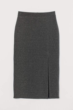 Jersey Skirt with Slit - Black