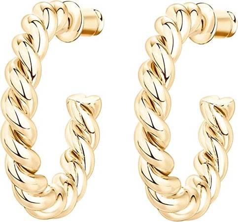 Amazon.com: PAVOI 14K Gold Plated Twisted Rope Round Hoop Earrings in Yellow Gold : Everything Else