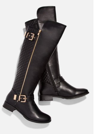 black quilted side zip riding boots