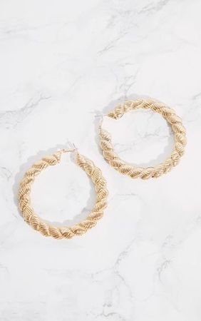 Gold Twist Hoop Large Earrings | Accessories | PrettyLittleThing