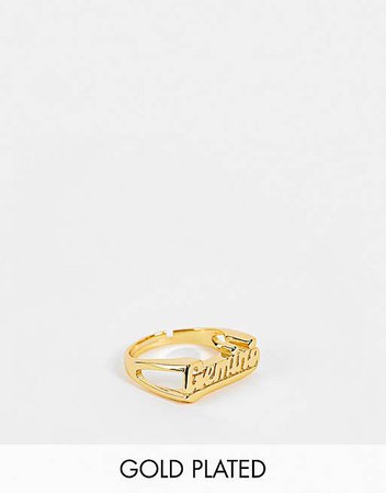 Image Gang - Verstelbare ring met 'Gemini'-tekst van verguld goud | ASOS