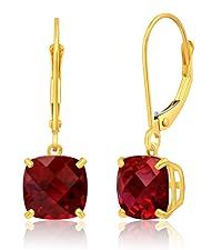 Amazon.com: 14k Yellow Gold Cushion Cut Created Green Emerald Dangle Earrings for Women with 8mm May Birthstone by Parade of Jewels: Clothing, Shoes & Jewelry