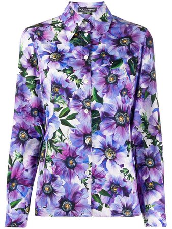 purple floral blouse d&g