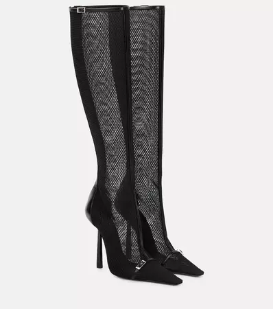 Oxalis Mesh Knee High Boots in Black - Saint Laurent | Mytheresa