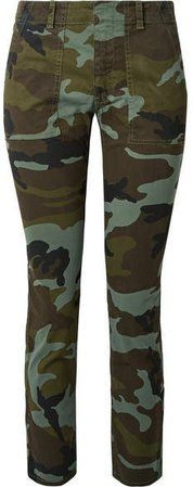 Jenna Camouflage-print Stretch-cotton Slim-leg Pants - Green