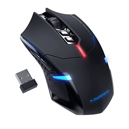 Amazon.com: Wireless Gaming Mouse- USB Cordless PC Computer Mice with LED Red Backlit, Ergonomic Silent Gamer Laptop Mouse with 7 Silent Click Buttons, 5 Adjustable DPI Plug & Play for PC, Windows, Mac : Video Games