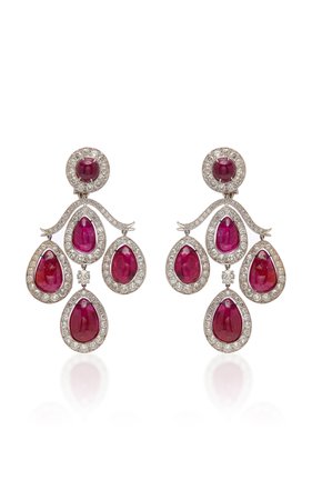Gifted Ruby And Diamond Girandole Earrings