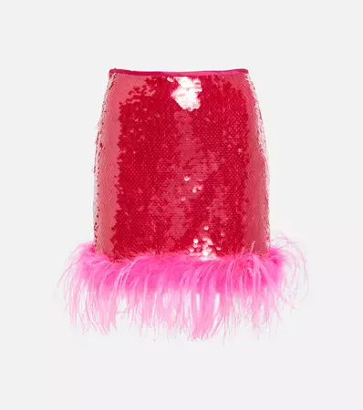 Giuseppe di Morabito - Sequined feather-trimmed miniskirt | Mytheresa