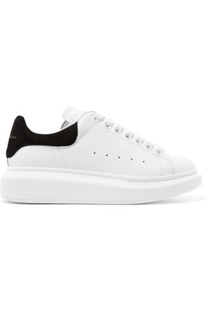 Alexander McQueen | Suede-trimmed leather exaggerated-sole sneakers | NET-A-PORTER.COM