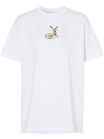 White Burberry Deer Print T-Shirt | Farfetch.com