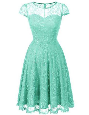DRESSTELLS Women's Bridesmaid Dress Retro Lace Swing Party Dresses with Cap-Sleeves at Amazon Women’s Clothing store: