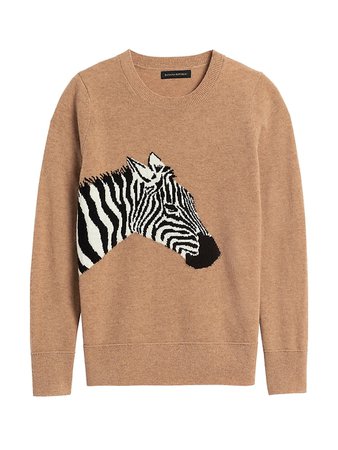 Italian Wool-Blend Zebra Sweater | Banana Republic camel