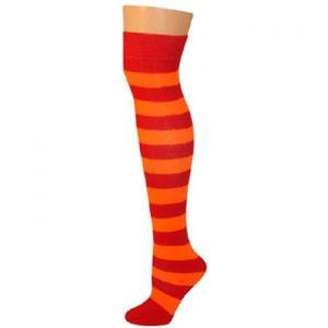 Striped Socks - Red/Neon Orange: ClownAntics.com