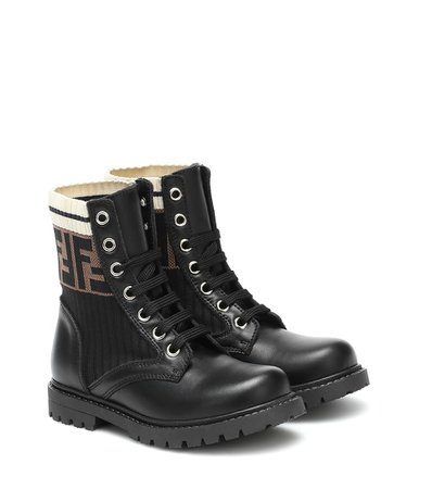 Fendi Kids - Leather ankle boots | Mytheresa