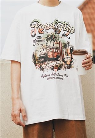 White Road Trip Graphic oversized T shirt tee Y2K | DEMOS | ASOS Marketplace