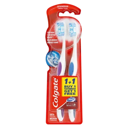 Colgate 360 Optic White Medium Toothbrush 2 Pack | Toothbrushes | Oral Care | Health & Beauty | Checkers ZA