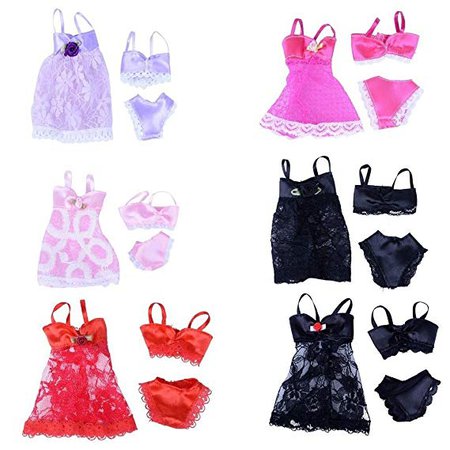 Amazon.com: SIDAZHI 6 Set Barbie Underwear Suit Fashion Sexy Pajamas Lingerie Bra Lace Dress Clothes For Barbie Dolls Gift (A): Toys & Games