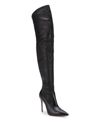 Black Casadei over-the-knee stiletto boots - Farfetch