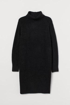 H&M+ Knit Turtleneck Dress - Black
