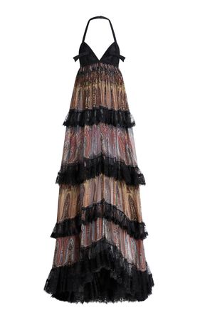 Ruffled Silk Lace Maxi Dress By Etro | Moda Operandi