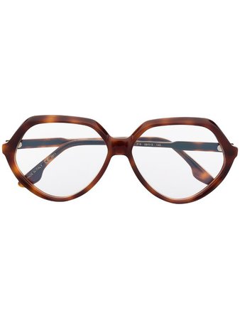 Victoria Beckham Eyewear geometric tortoiseshell-effect glasses - FARFETCH
