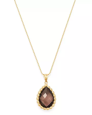 Bloomingdale's Smokey Quartz Beaded Pendant Necklace in 14K Yellow Gold, 18" - 100% Exclusive | Bloomingdale's