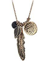 Amazon.com: Pomina Gold Silver Two Tone Filigree Leaf Pendant Long Necklace Chic Pendant Chain Necklace for Women (Worn Choco Gold): Clothing