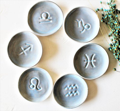 Porcelain Zodiac Sign Dish Pottery Astrological Sign Ceramic | Etsy