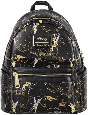 Amazon.com | Loungefly Disney Tinkerbell Neverland Treasure Map All-Over Print Little Bit Of Pixie Dust Mini Backpack | Casual Daypacks