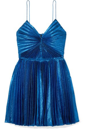 SAINT LAURENT | Pleated silk-blend lamé mini dress | NET-A-PORTER.COM