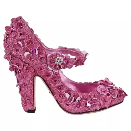 Dolce and Gabbana - Glitter Cinderella Pumps COCO Pink EUR 39 For Sale at 1stDibs