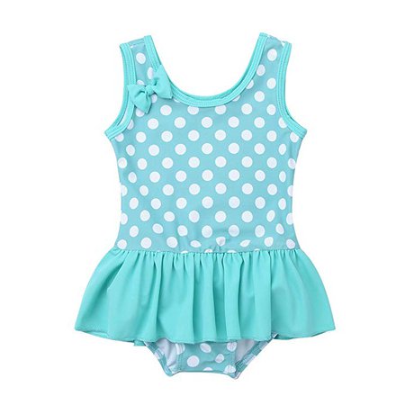 Amazon.com: iEFiEL Baby Girls Cute Polka Dot Bow Ruffle Swimsuit Swimwear One-Piece Bathing Suit Lake Green 2-3: Clothing