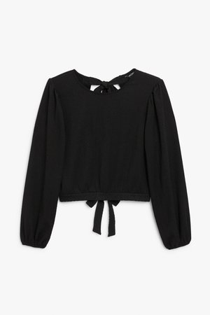 Open back blouse - Black - Cropped tops - Monki WW