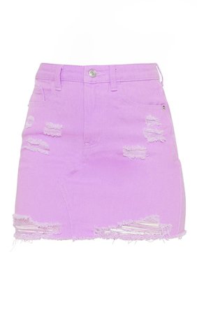 Lilac Distressed Rip Denim Skirt - Skirts & Shorts - New In | PrettyLittleThing