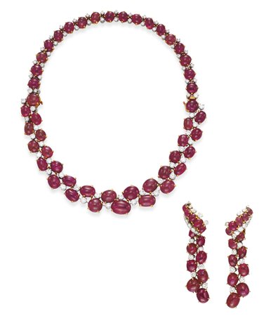 SUITE OF RUBY AND DIAMOND JEWELRY, BY VAN CLEEF & ARPELS