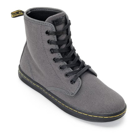 Stylish Dr. Martens Womens Shoes Online Shop Classic Dr. Martens Shoreditch Lead Overdyed Twill Canvas Boots [Grey] Y42XJ, Cheap